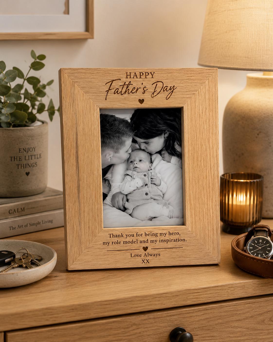 Personalised Father’s Day Photo Frame - Engraved Wooden Dad Gift - Fathers Day Photo Frame - Personalised Keepsake - Gift For Dad From Kids