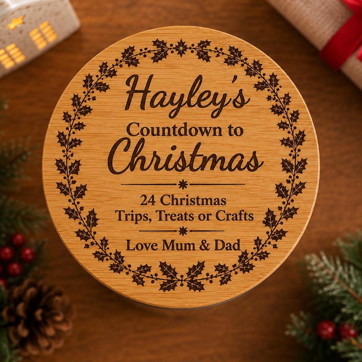 Personalised Christmas Countdown Jar | 24 Days of Christmas Activities | Advent Activity Jar | Christmas Trips Treats & Crafts | Family Gift