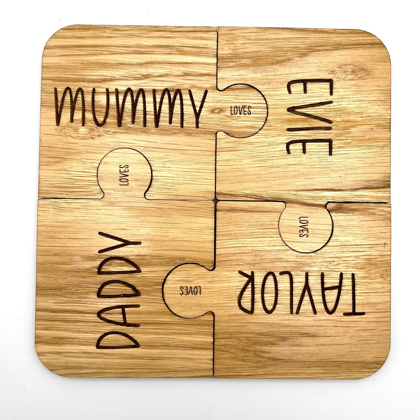 Personalised Wooden Jigsaw Coasters - Coffee Coasters - Table Coasters - Family Gift - home warming - birthday gift - Christmas present