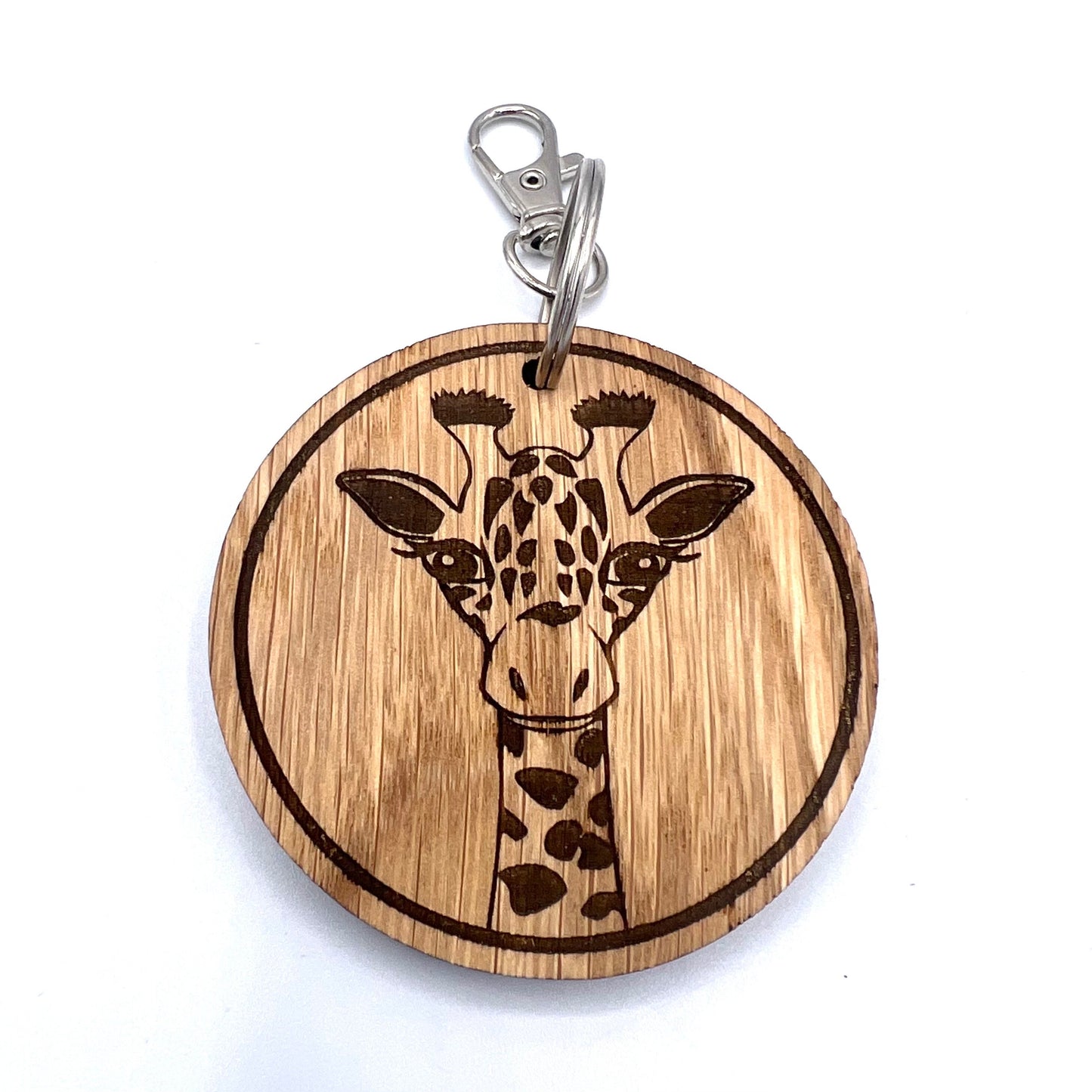 Giraffe Keyring - Keyring - Birthday Gift - Giraffe Keychain - Christmas present - Zoo Keyring - wooden keyring - Round Giraffe Keyring