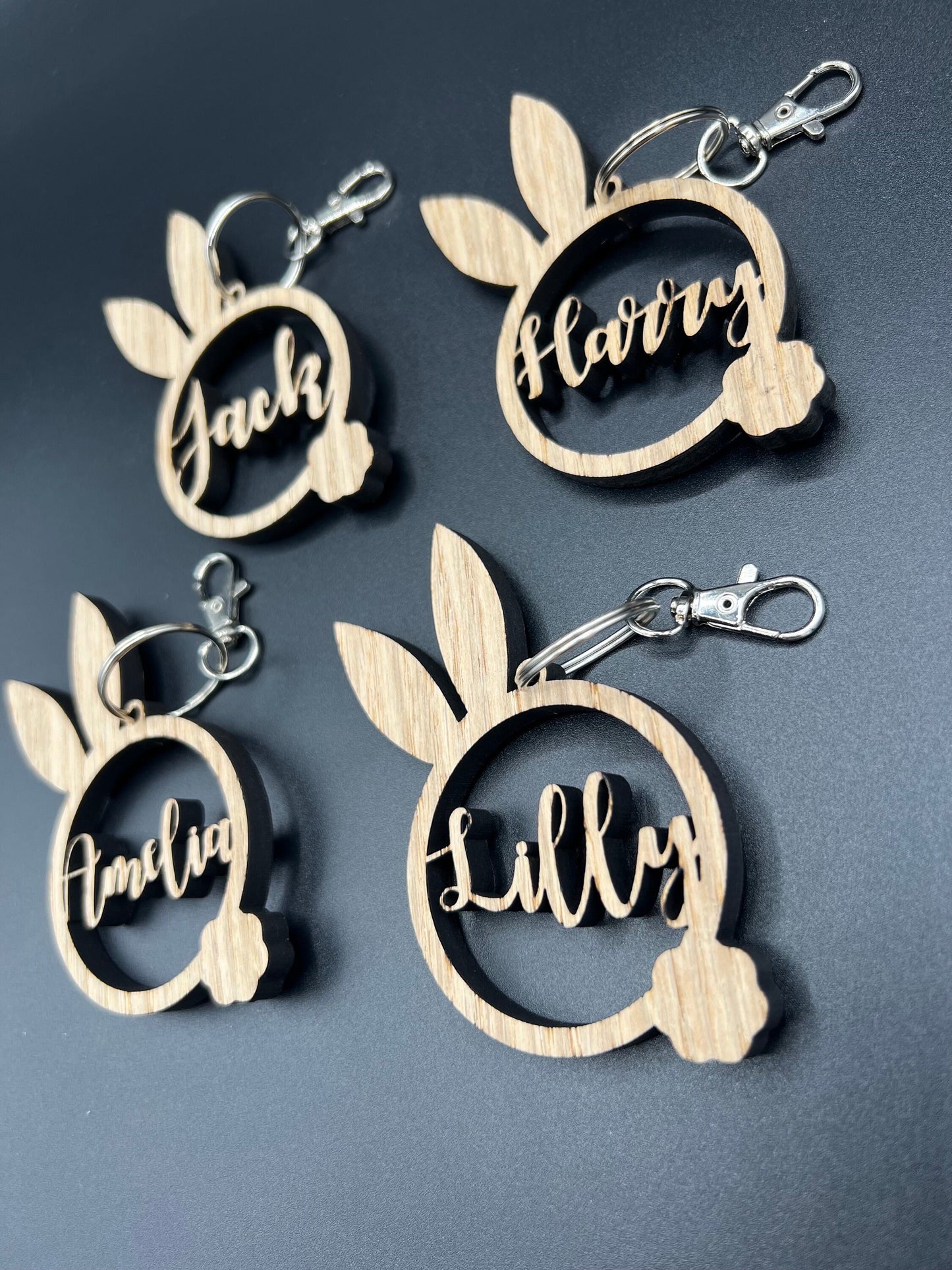 Easter Personalised Keyrings - Easter Name Keyrings - Easter Bunny Keyrings - Wooden Keyring - Easter Bunny - Easter Sunday - Easter Gift