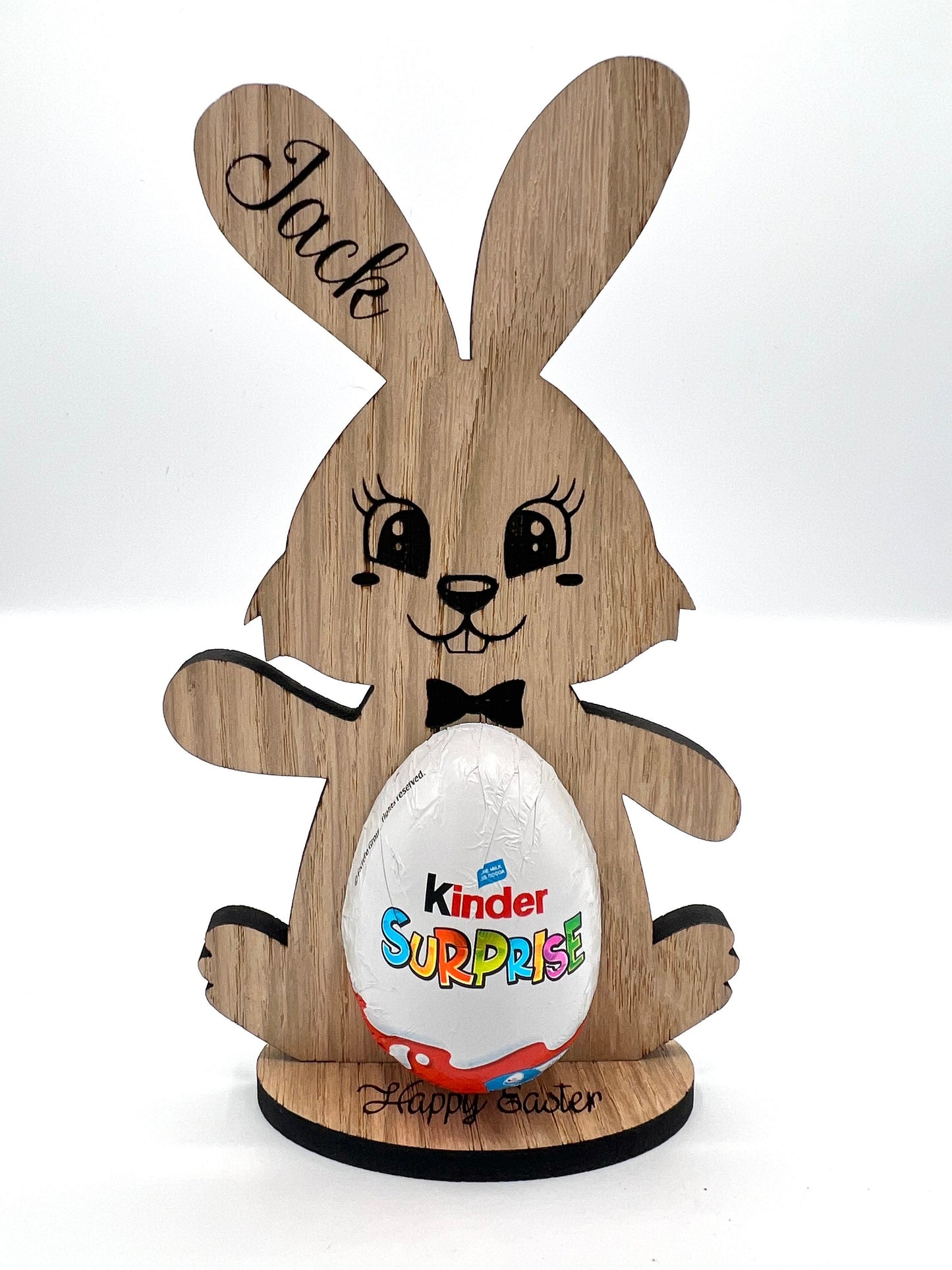 Easter Personalised Kinder Bunny - Easter Bunny Gift - Wooden Kinder Rabbit - Easter Bunny - Easter Sunday - Kinder Egg Holder - Egg Holder