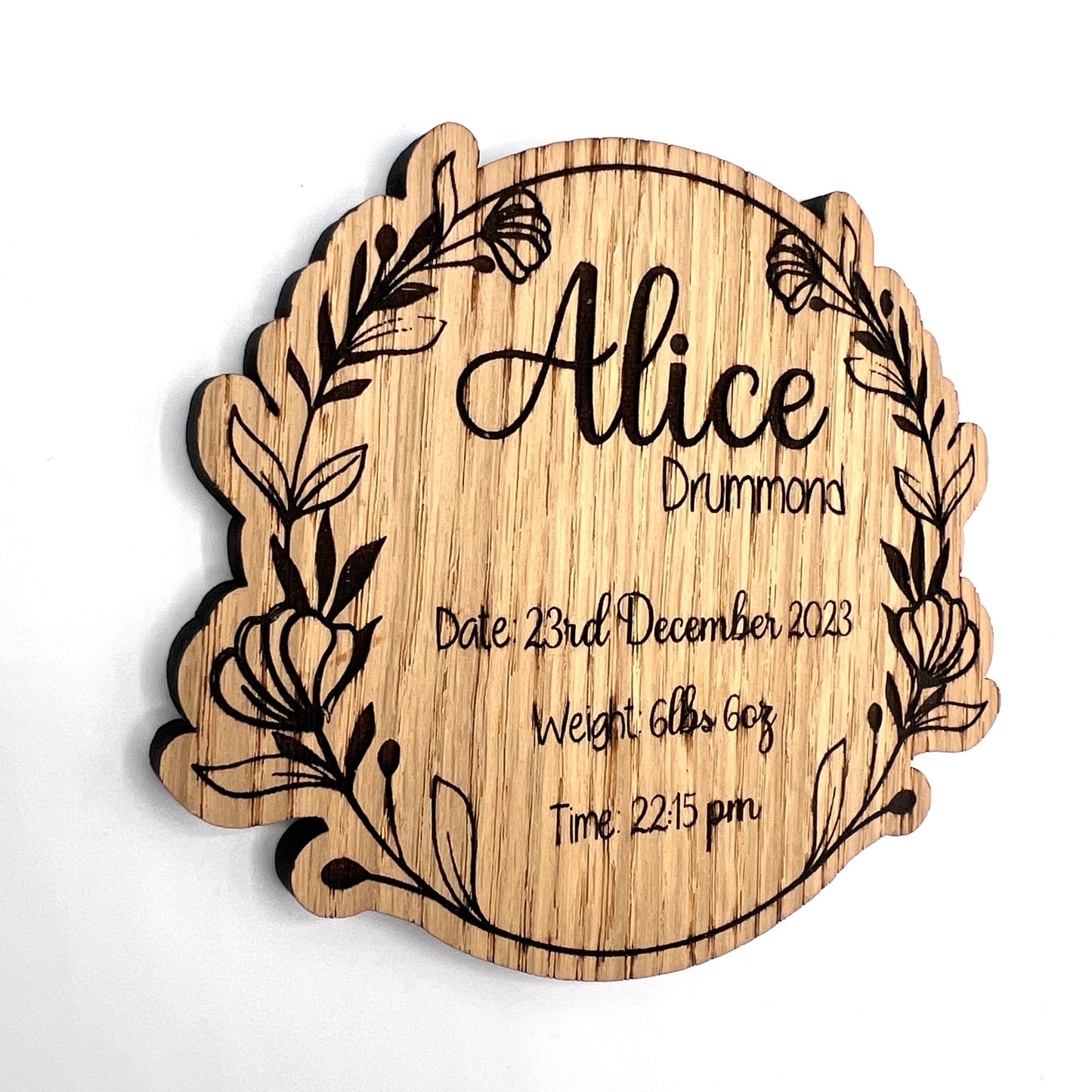 Personalised Birth Announcement Plaque - New Born Baby Name Plaque - Baby Plaque - First photo prop - Baby - Date, Time, Weight - Baby Gift