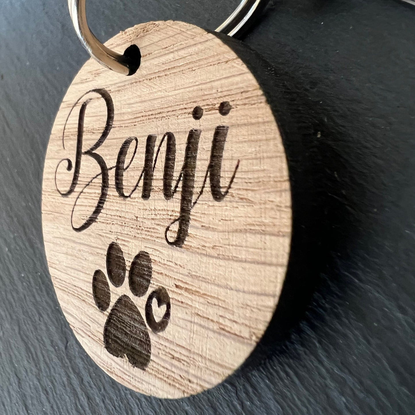 Personalised Dog Paw Name Keyring