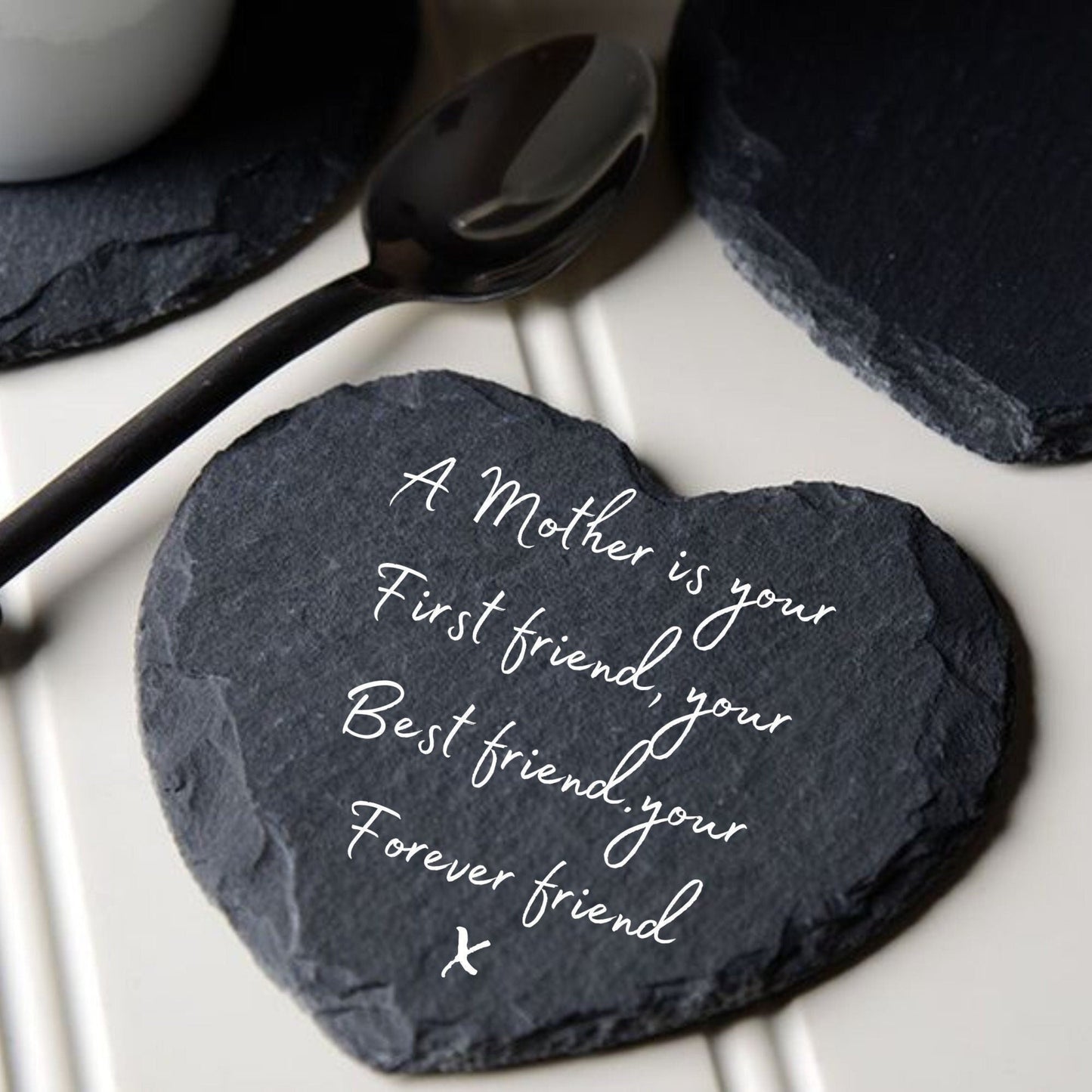 Mum Poem Heart Slate Coaster