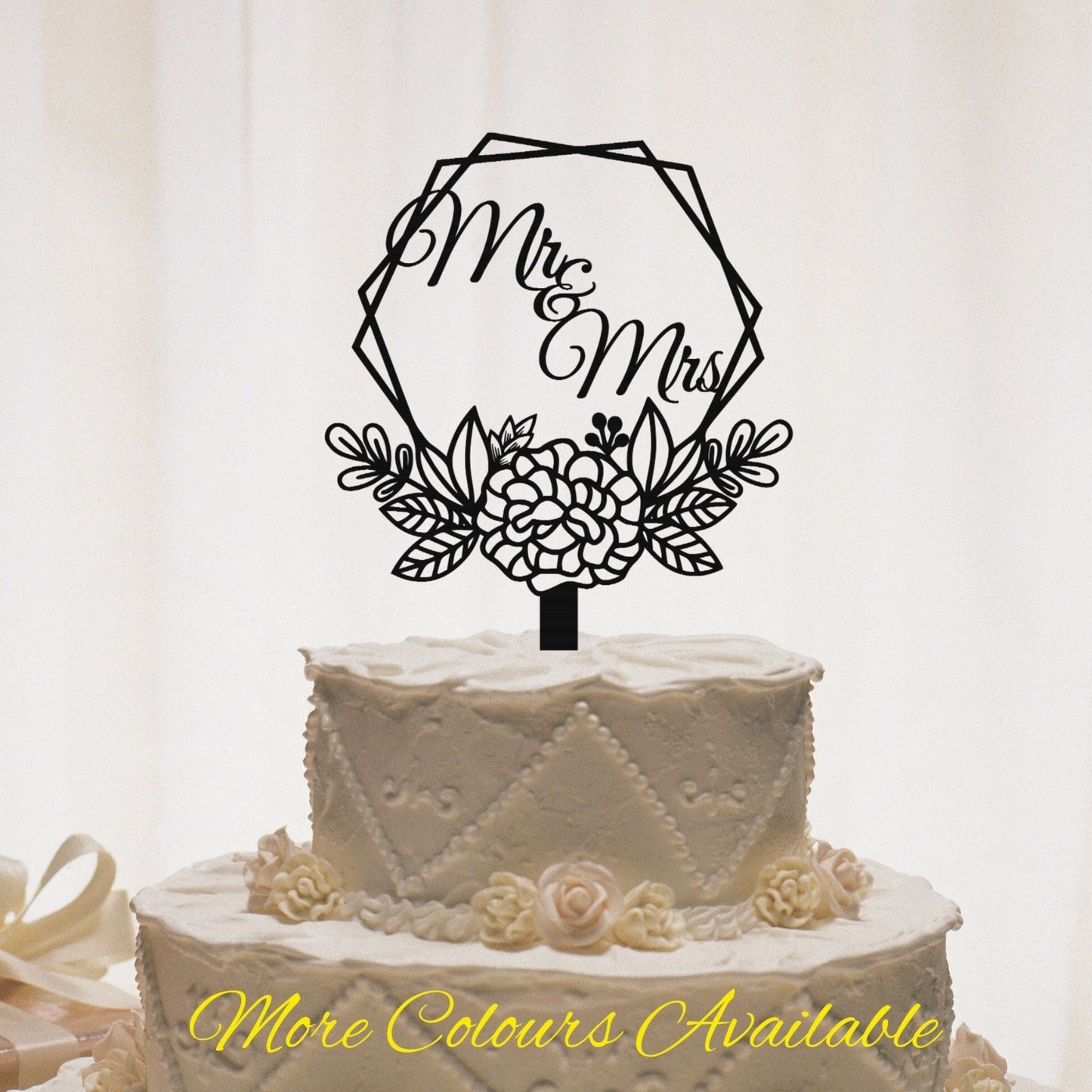 Mr and Mrs Hexagon Wedding Cake Topper