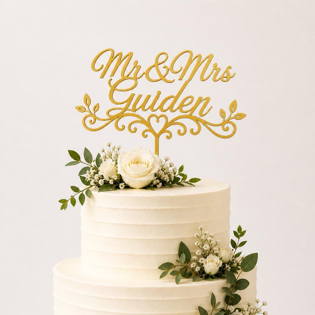 Personalised Mr & Mrs Wedding Cake Topper | Personalised Cake Topper | Wedding Cake Topper | Wooden MDF Wedding Cake Decor | Wedding