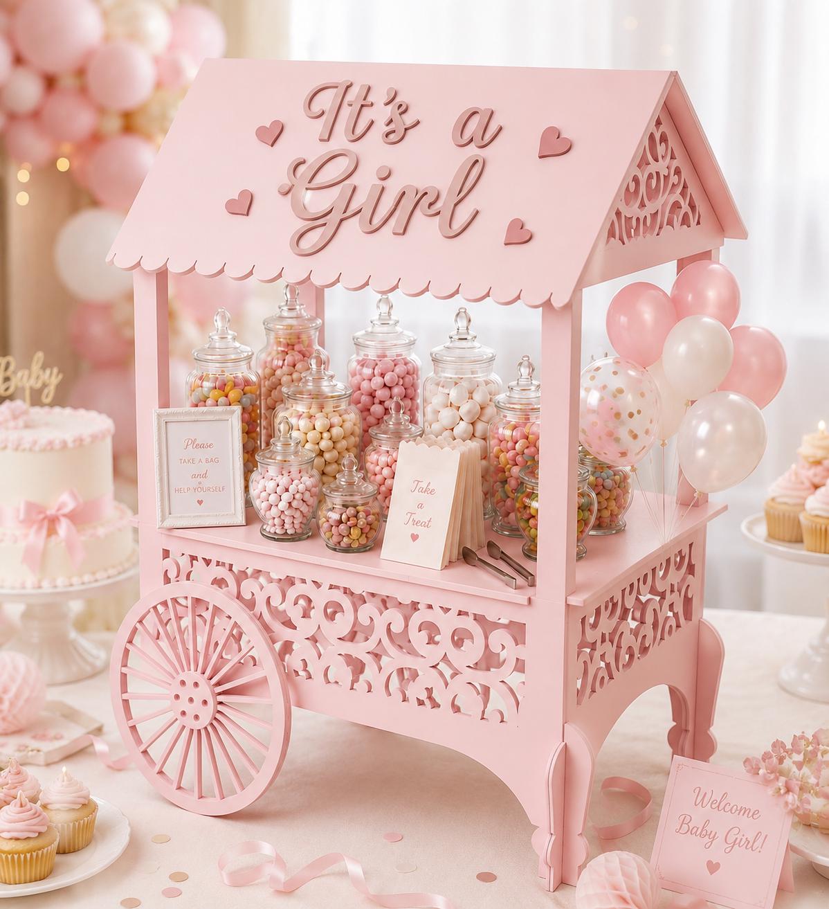 Wedding Sweets Cart MDF Kit – Sweet Cart for Weddings, Baby Showers & Birthdays – Table Top Sweet Cart Decoration - Display Cake Cart
