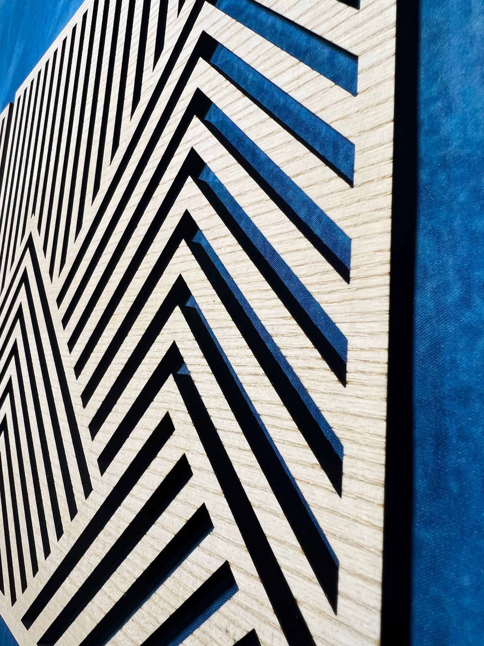 Laser cut wooden geometric mountain wall panel