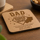 Personalised Father's Day Coaster | Dad & Grandad Gift | Engraved Oak Coaster | Best Dad Ever | Personalised Father's Day Present