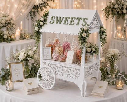 Wedding Sweets Cart MDF Kit – Sweet Cart for Weddings, Baby Showers & Birthdays – Table Top Sweet Cart Decoration - Display Cake Cart