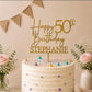 Personalised Happy 50th Birthday Cake Topper | Custom Name Cake Topper | 50th Cake Decoration | Birthday Cake Topper | Wooden MDF Cake Top