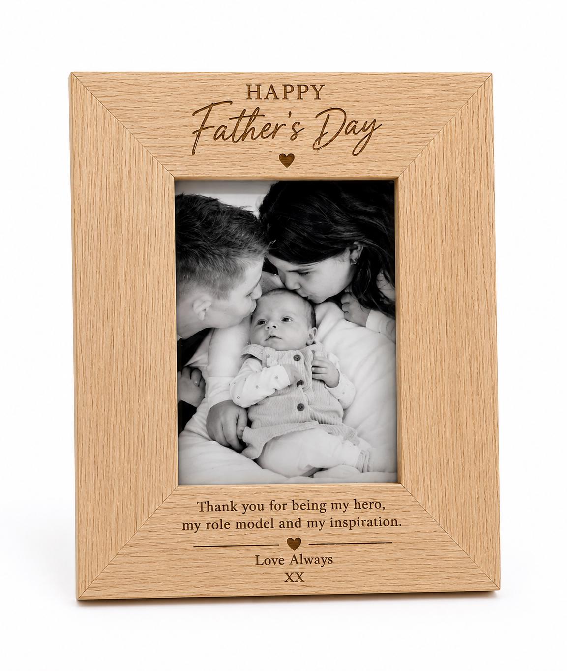 Personalised Father’s Day Photo Frame - Engraved Wooden Dad Gift - Fathers Day Photo Frame - Personalised Keepsake - Gift For Dad From Kids