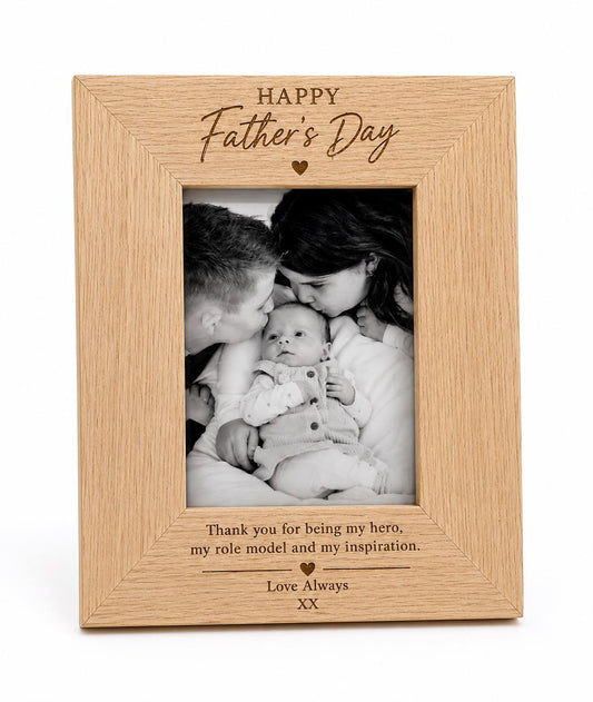 Personalised Father’s Day Photo Frame - Engraved Wooden Dad Gift - Fathers Day Photo Frame - Personalised Keepsake - Gift For Dad From Kids