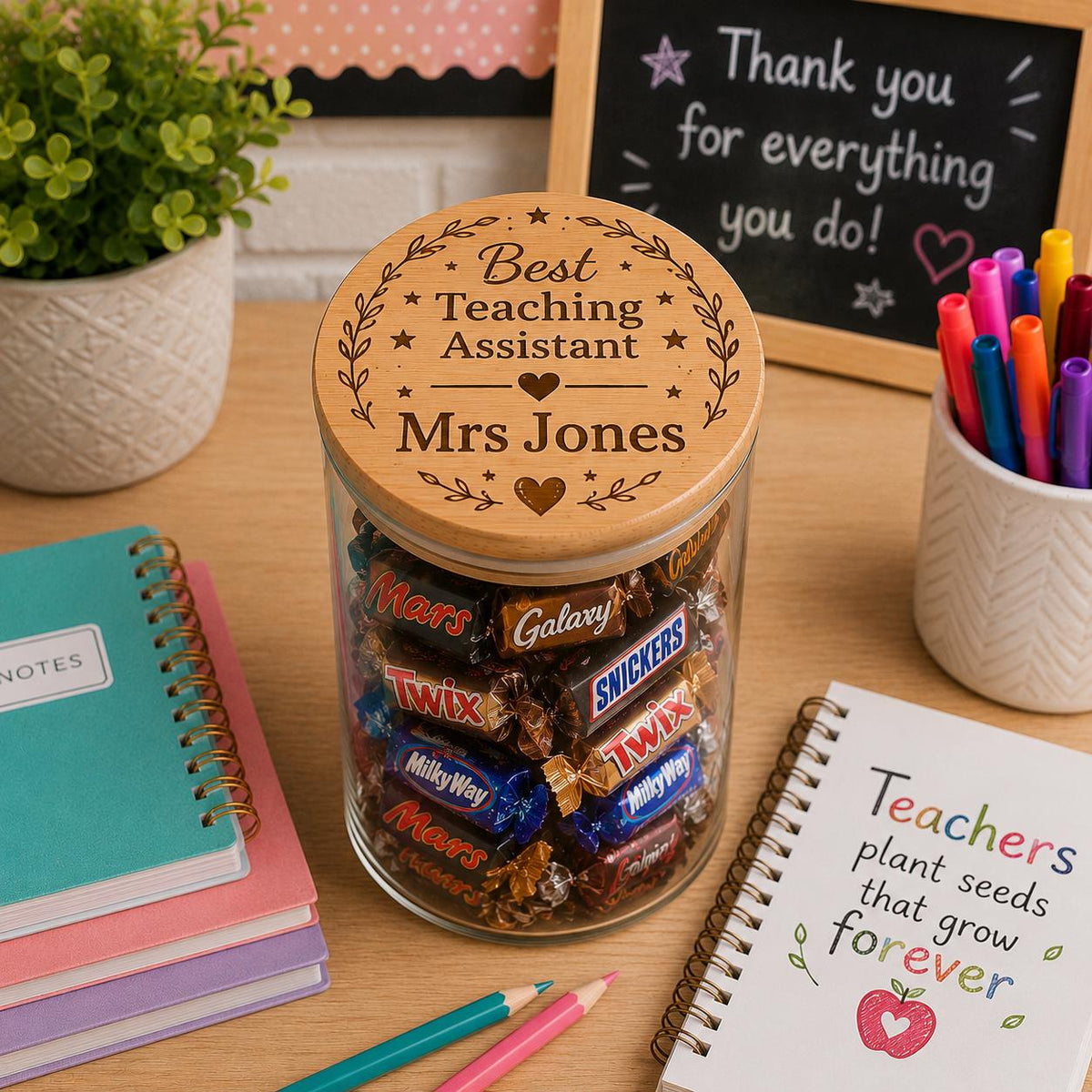 Personalised Teaching Assistant Gift Jar | Best Teaching Assistant Thank You Gift | End of School Year Present | TA Appreciation Gift