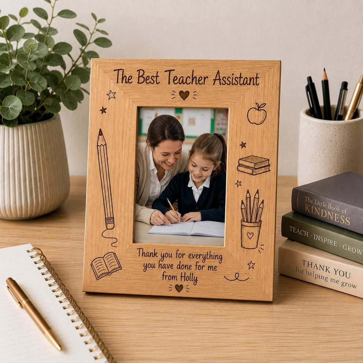 Personalised Teacher Photo Frame | Best Teacher Gift | Thank You Teaching Assistant Present | End of School Year Gift | Custom Wooden Frame