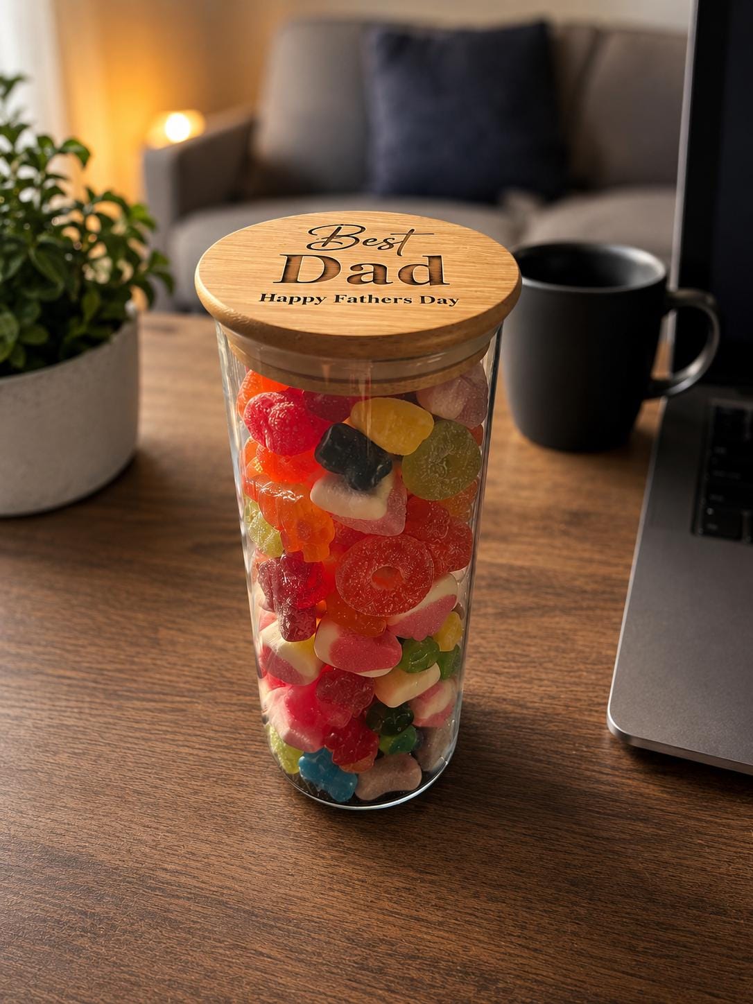 Personalised Father's Day Sweet Jar | Engraved Best Dad Gift Jar | Custom Candy Jar for Dad | Dad Birthday Gift | Gift for Him | Treat Jar