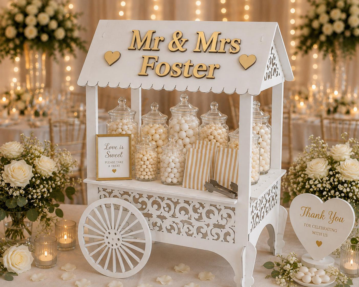 Wedding Sweets Cart MDF Kit – Sweet Cart for Weddings, Baby Showers & Birthdays – Table Top Sweet Cart Decoration - Display Cake Cart