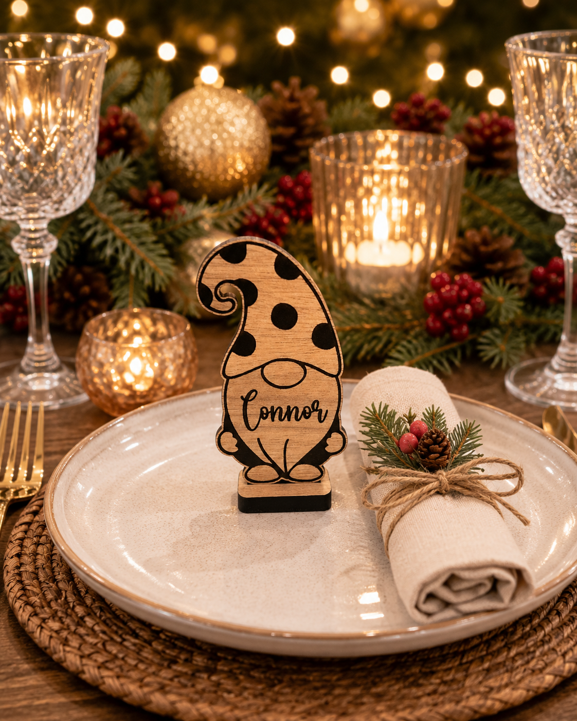 Custom Christmas dinner table name stand