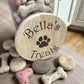 Custom dog treat container for pet feeding station