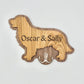 Handmade personalised pet lead hook crafted from oak and walnut wood