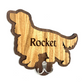 Engraved oak and walnut dog lead wall hook of cocker spaniel