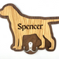 Engraved oak and walnut dog lead wall hook
