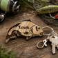 Engraved fish keychain made from oak wood