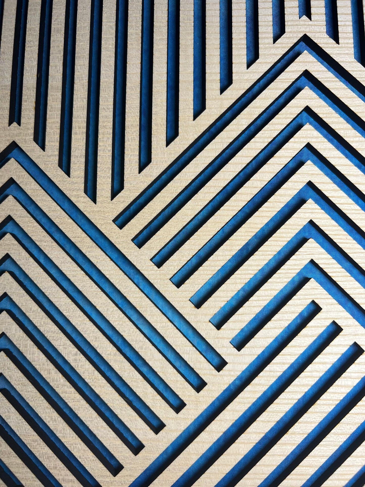 close up detail of the wooden mountain range wall decor
