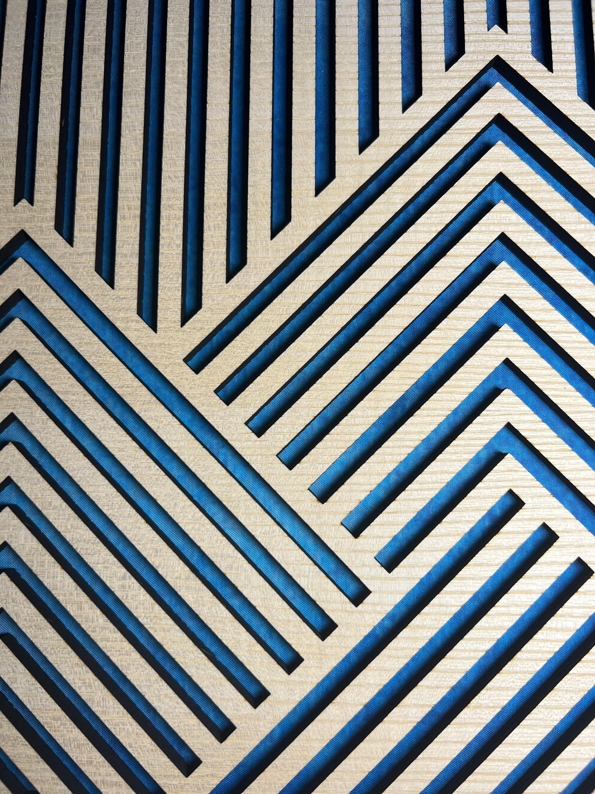 close up detail of the wooden mountain range wall decor