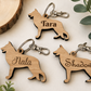 Personalised German Shepherd keyring engraved with name