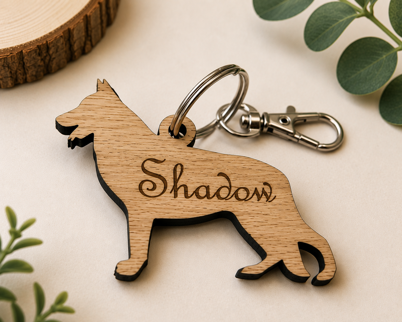 German Shepherd dog lover personalised keyring