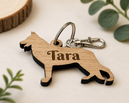 Personalised dog keyring for German Shepherd owners