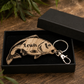 Handmade wooden fish keyring personalised with name