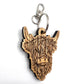 Laser engraved Highland Cow wooden keyring