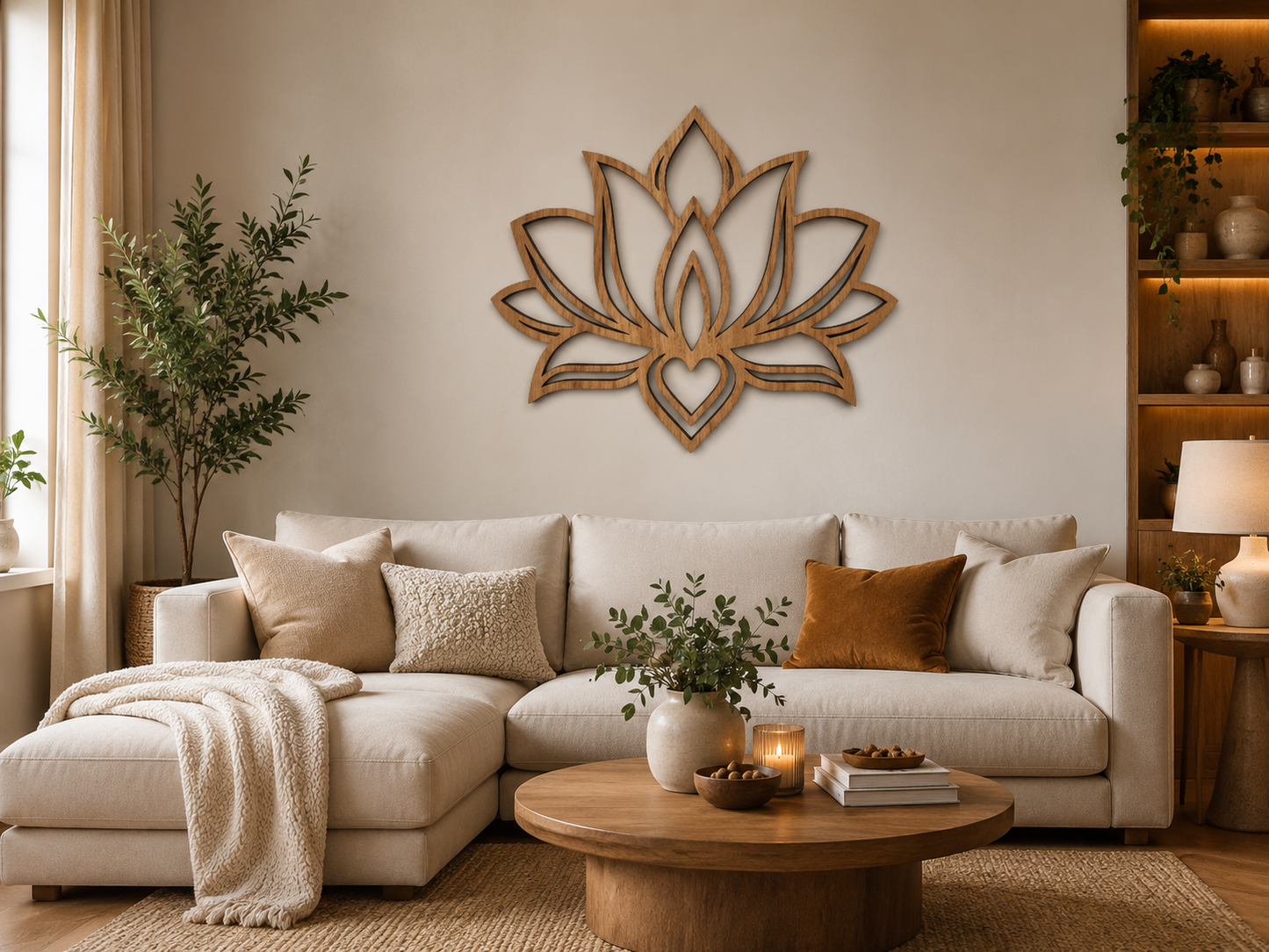 Lotus Flower Wooden Wall Art | Spiritual Boho Wall Décor