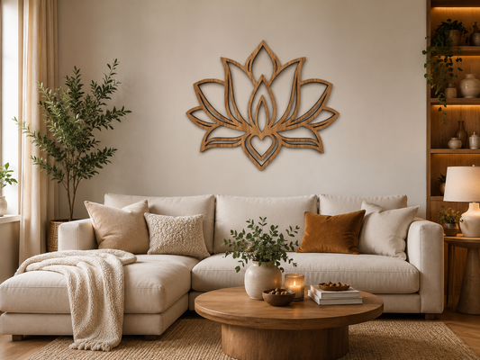 Lotus Flower Wooden Wall Art | Spiritual Boho Wall Décor