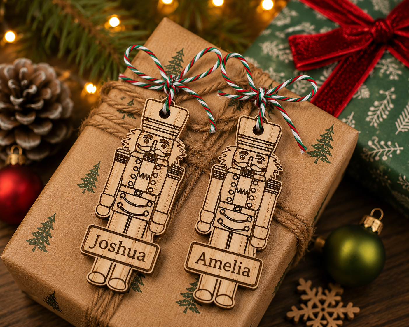 Personalised wooden nutcracker Christmas gift tag