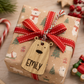 Custom polar bear gift tags attached to wrapped Christmas presents