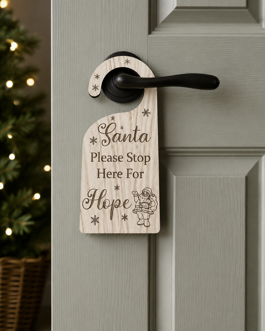 Personalised Santa Stop Here Door Sign | Wooden Christmas Door Hanger