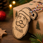 Wooden Santa ornament personalised with name side view
