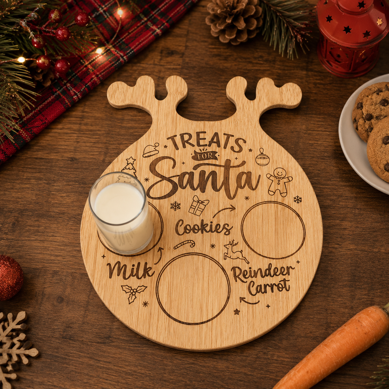 Festive wooden Santa snack board for family Christmas traditions