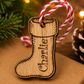Personalised wooden stocking Christmas gift tag