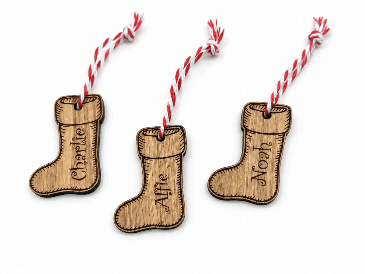 Engraved stocking name ornament decoration