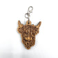 Wooden Highland Cow keyring engraved from oak veneer