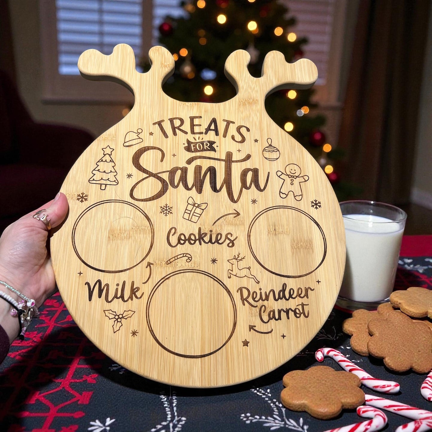 Wooden Santa treat board for Christmas Eve tradition
