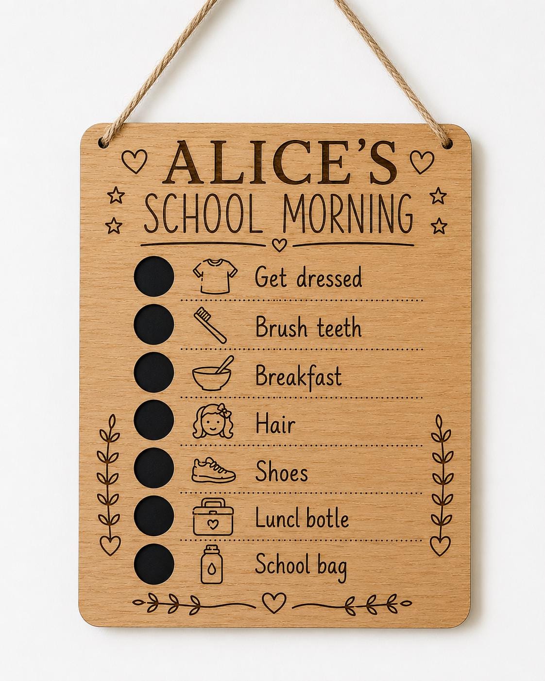 Personalised School Morning Routine Board | Kids Wooden Checklist | Back to School Routine Chart | Childrens Chalkboard Reward Chart