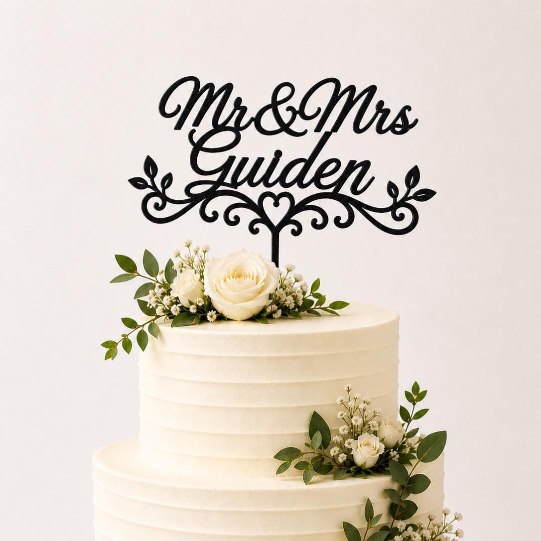 Personalised Mr & Mrs Wedding Cake Topper | Personalised Cake Topper | Wedding Cake Topper | Wooden MDF Wedding Cake Decor | Wedding