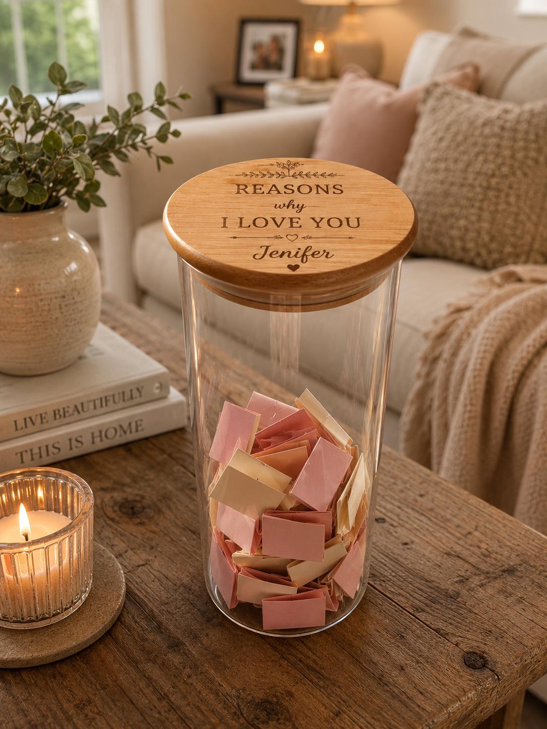Personalised Reasons Why I Love You Jar | Romantic Gift for Her | Anniversary Gift | Valentine's Gift | Memory Jar | Custom Keepsake Gift