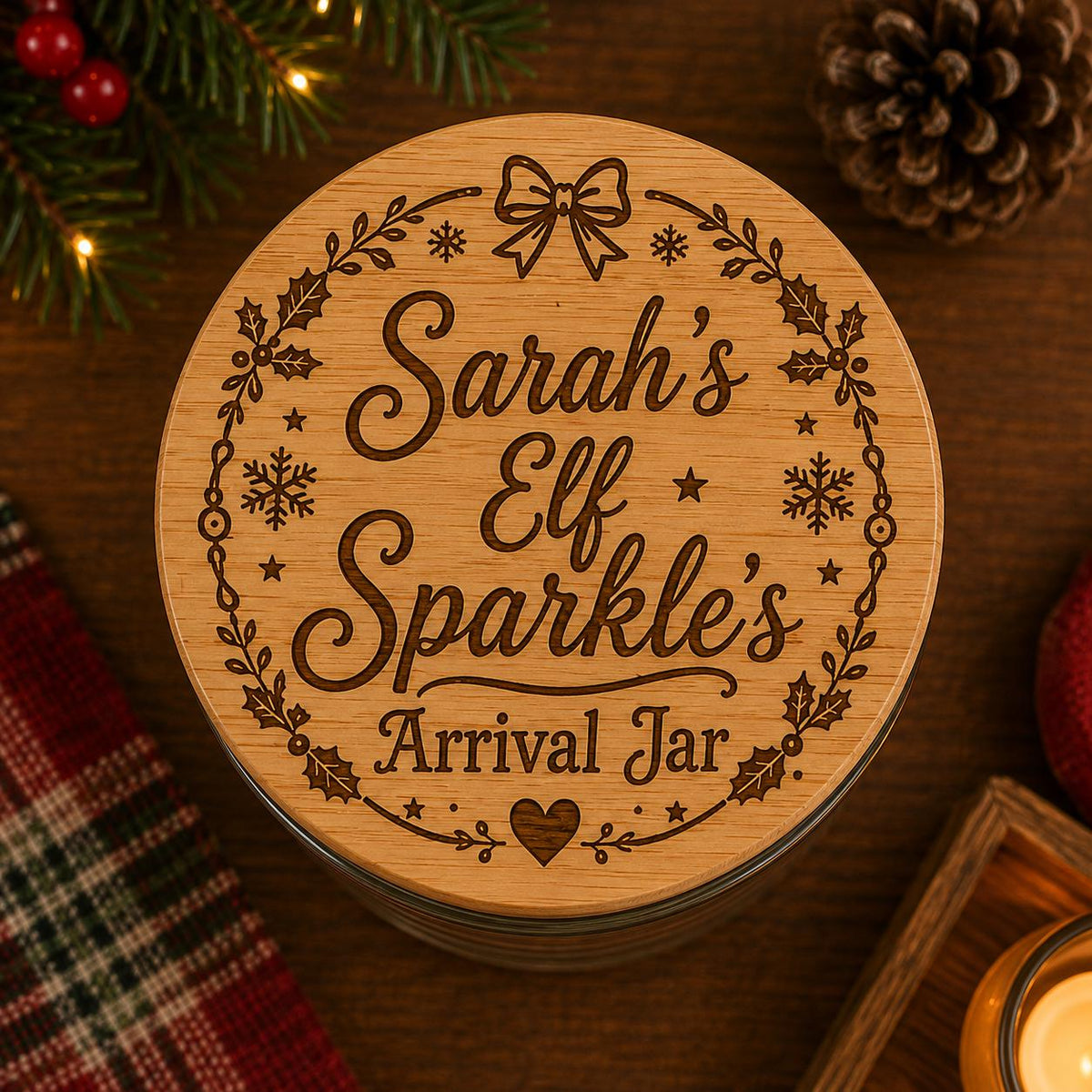 Personalised Elf Arrival Jar | Christmas Elf Magic Jar | Engraved Christmas Jar | Christmas Eve Gift for Kids | Festive Elf Tradition | Elf